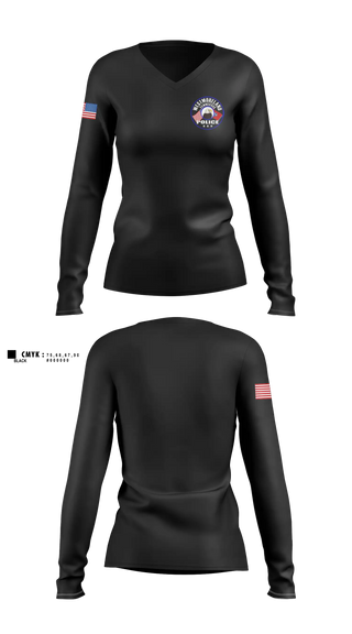 Womens Long Sleeve Vneck Shirt, Westmoreland PD, Police, Teamtime, Team time, sublimation, custom sports apparel, team uniforms, spirit wear, spiritwear, sports uniforms, custom shirts, team store, custom team store, fundraiser sports, apparel fundraiser