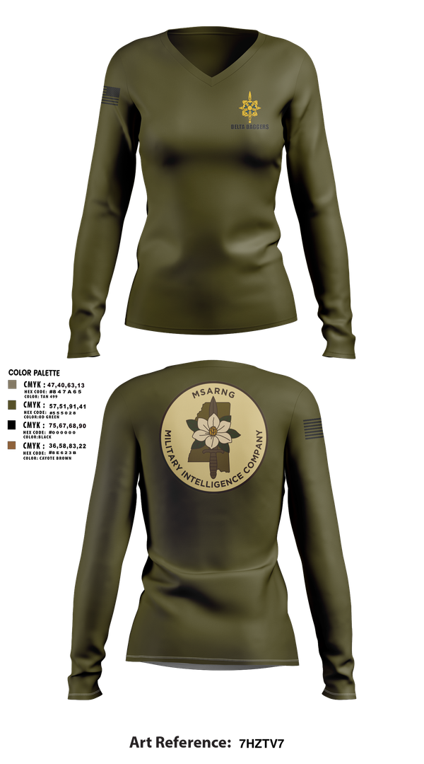 Womens Long Sleeve Vneck Shirt, , National Guard, Teamtime, Team time, sublimation, custom sports apparel, team uniforms, spirit wear, spiritwear, sports uniforms, custom shirts, team store, custom team store, fundraiser sports, apparel fundraiser