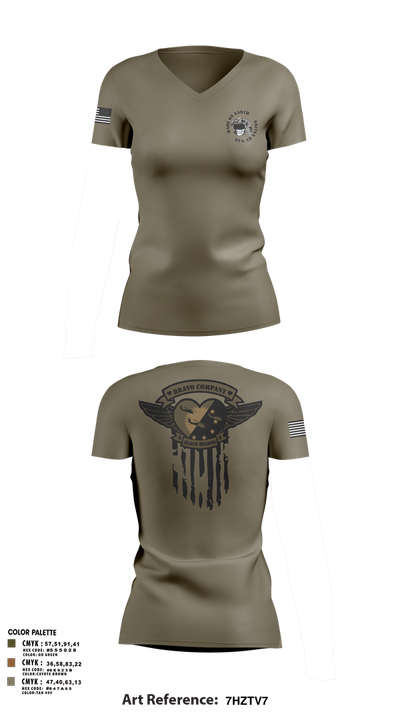 B/4-3 Assault Helicopter Battalion 71849339 Women's Short Sleeve V-neck Shirt - 3