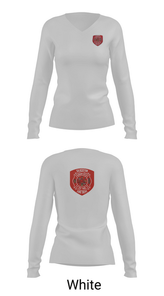 Womens Long Sleeve Vneck Shirt, Silverton Volunteer Fire Department, Fire Department, Teamtime, Team time, sublimation, custom sports apparel, team uniforms, spirit wear, spiritwear, sports uniforms, custom shirts, team store, custom team store, fundraiser sports, apparel fundraiser