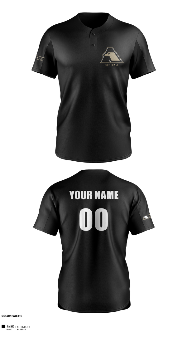 Two Button Softball Jersey, All-Army Softball, Softball, Teamtime, Team time, sublimation, custom sports apparel, team uniforms, spirit wear, spiritwear, sports uniforms, custom shirts, team store, custom team store, fundraiser sports, apparel fundraiser