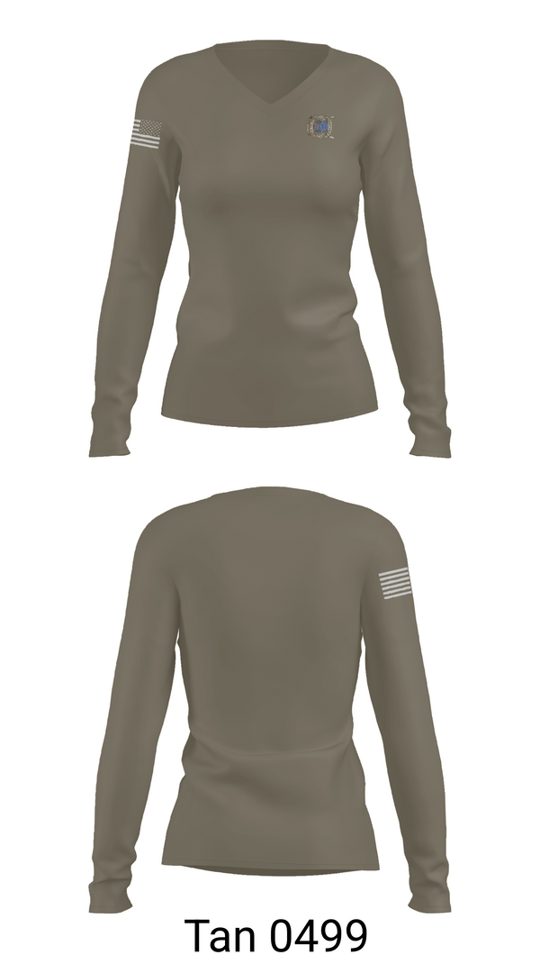 Womens Long Sleeve Vneck Shirt, GSU Panther Battalion, Army, Teamtime, Team time, sublimation, custom sports apparel, team uniforms, spirit wear, spiritwear, sports uniforms, custom shirts, team store, custom team store, fundraiser sports, apparel fundraiser