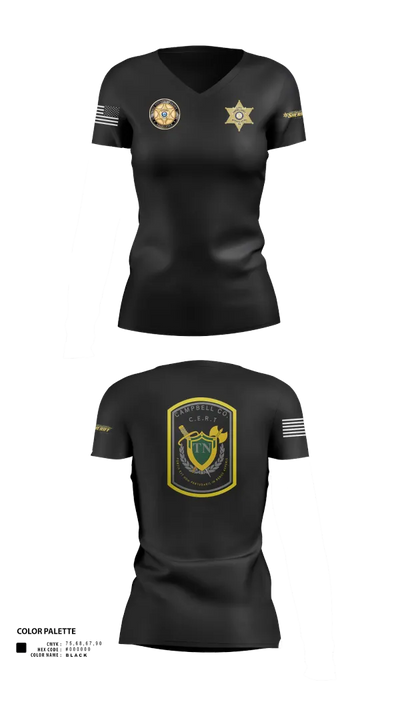 C.C.S.O. CERT 25474985 Women's Short Sleeve V-neck Shirt - 100