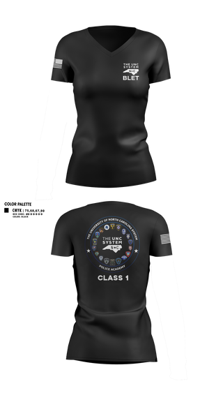 Womens Short Sleeve Vneck Shirt, The UNC System BLET, Police, Teamtime, Team time, sublimation, custom sports apparel, team uniforms, spirit wear, spiritwear, sports uniforms, custom shirts, team store, custom team store, fundraiser sports, apparel fundraiser