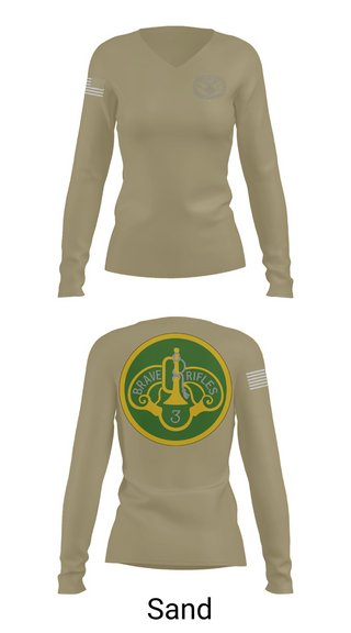 Womens Long Sleeve Vneck Shirt, 3d Cavalry Regiment, Army, Teamtime, Team time, sublimation, custom sports apparel, team uniforms, spirit wear, spiritwear, sports uniforms, custom shirts, team store, custom team store, fundraiser sports, apparel fundraiser