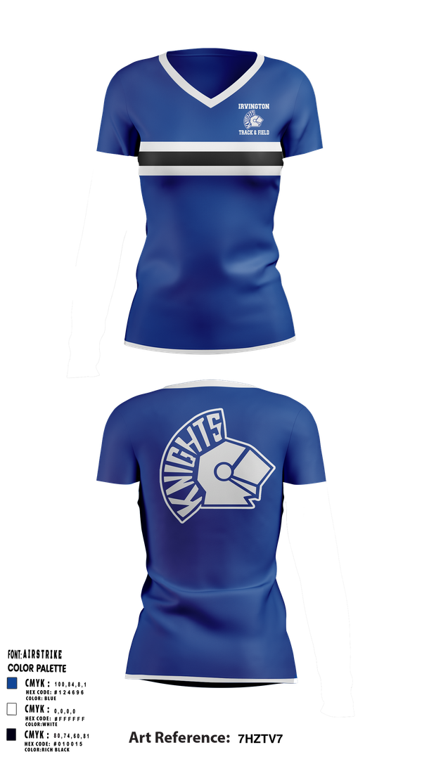Irvington knights Elite Track Club 23457794 Women's Short Sleeve V-neck Shirt - 1