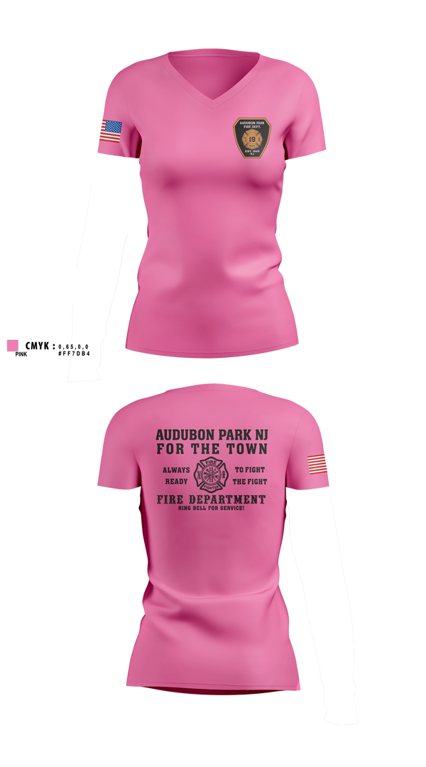 Womens Short Sleeve Vneck Shirt, Audubon, Fire Department, Teamtime, Team time, sublimation, custom sports apparel, team uniforms, spirit wear, spiritwear, sports uniforms, custom shirts, team store, custom team store, fundraiser sports, apparel fundraiser