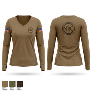 Womens Long Sleeve Vneck Shirt, Panthers, Army, Teamtime, Team time, sublimation, custom sports apparel, team uniforms, spirit wear, spiritwear, sports uniforms, custom shirts, team store, custom team store, fundraiser sports, apparel fundraiser