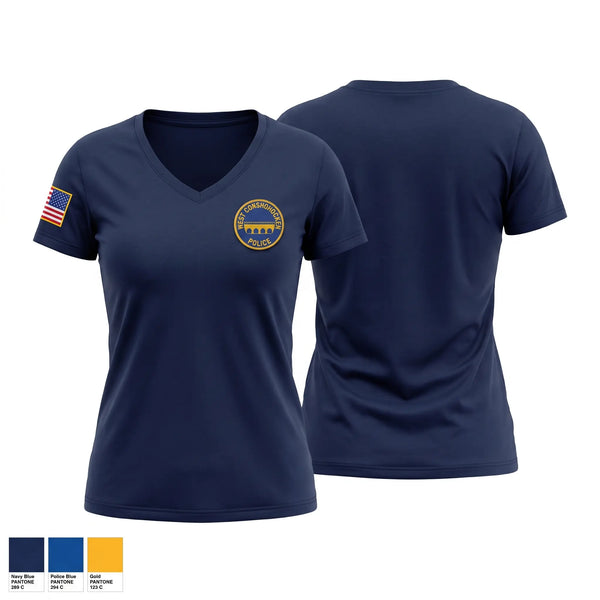 Womens Short Sleeve Vneck Shirt, West Conshohocken Police Department, Police, Teamtime, Team time, sublimation, custom sports apparel, team uniforms, spirit wear, spiritwear, sports uniforms, custom shirts, team store, custom team store, fundraiser sports, apparel fundraiser