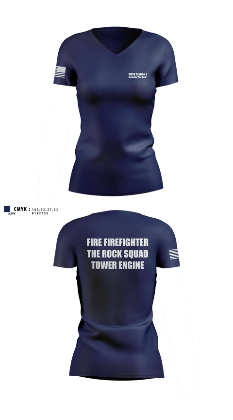 MCFR Station 3 Rockville "The Rock" 72137977 Women's Short Sleeve V-neck Shirt - 1