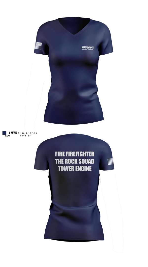 MCFR Station 3 Rockville "The Rock" 72137977 Women's Short Sleeve V-neck Shirt - 1
