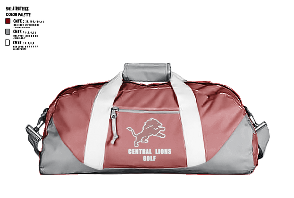 Duffle Bag, Central  Lions, Golf, Teamtime, Team time, sublimation, custom sports apparel, team uniforms, spirit wear, spiritwear, sports uniforms, custom shirts, team store, custom team store, fundraiser sports, apparel fundraiser
