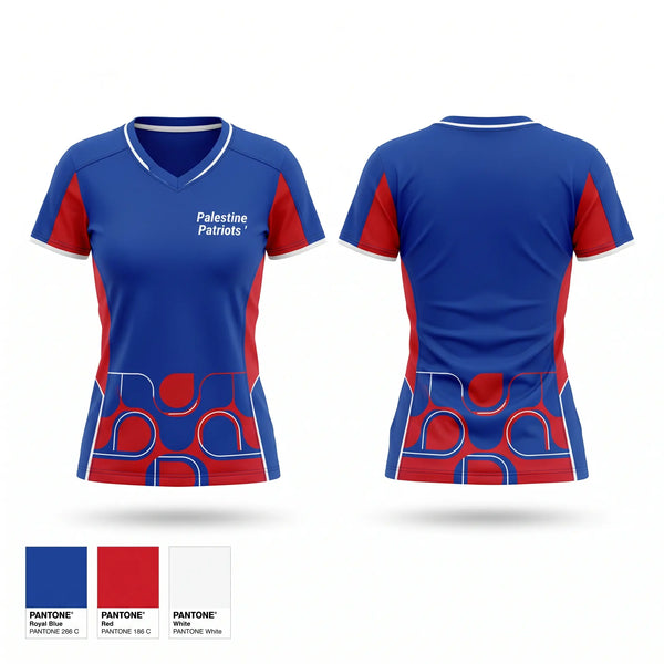 Womens Short Sleeve Vneck Shirt, Palestine Patriots, Cheer, Teamtime, Team time, sublimation, custom sports apparel, team uniforms, spirit wear, spiritwear, sports uniforms, custom shirts, team store, custom team store, fundraiser sports, apparel fundraiser