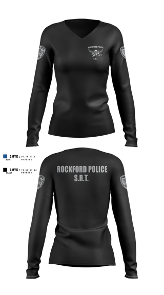 Rockford Police S.R.T. 53672195 Women's Long Sleeve V-neck Shirt - 6