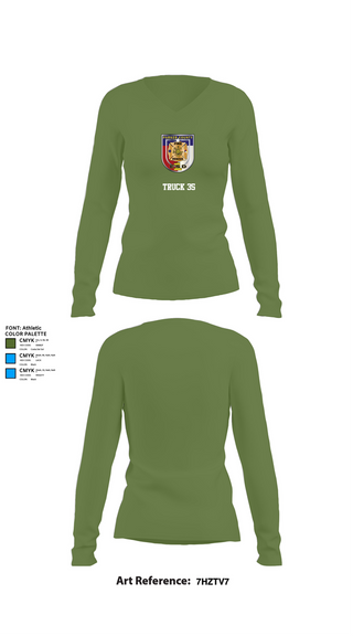 Womens Long Sleeve Vneck Shirt, Truck 35, , Teamtime, Team time, sublimation, custom sports apparel, team uniforms, spirit wear, spiritwear, sports uniforms, custom shirts, team store, custom team store, fundraiser sports, apparel fundraiser