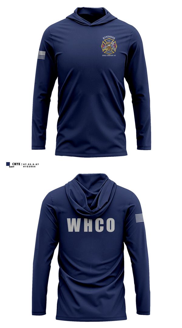 Long Sleeve hooded sunshirt, Wyndmoor Hose Company #1, Fire Department, Teamtime, Team time, sublimation, custom sports apparel, team uniforms, spirit wear, spiritwear, sports uniforms, custom shirts, team store, custom team store, fundraiser sports, apparel fundraiser
