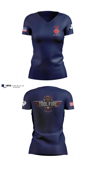 Womens Short Sleeve Vneck Shirt, Tool Fire Rescue, Fire Department, Teamtime, Team time, sublimation, custom sports apparel, team uniforms, spirit wear, spiritwear, sports uniforms, custom shirts, team store, custom team store, fundraiser sports, apparel fundraiser