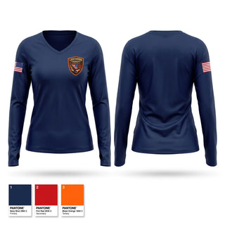 Womens Long Sleeve Vneck Shirt, Lanesboro Fire Department, Fire Department, Teamtime, Team time, sublimation, custom sports apparel, team uniforms, spirit wear, spiritwear, sports uniforms, custom shirts, team store, custom team store, fundraiser sports, apparel fundraiser