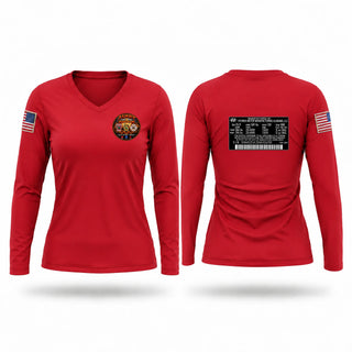 Womens Long Sleeve Vneck Shirt, Ashby Fire and EMS, Fire Department, Teamtime, Team time, sublimation, custom sports apparel, team uniforms, spirit wear, spiritwear, sports uniforms, custom shirts, team store, custom team store, fundraiser sports, apparel fundraiser