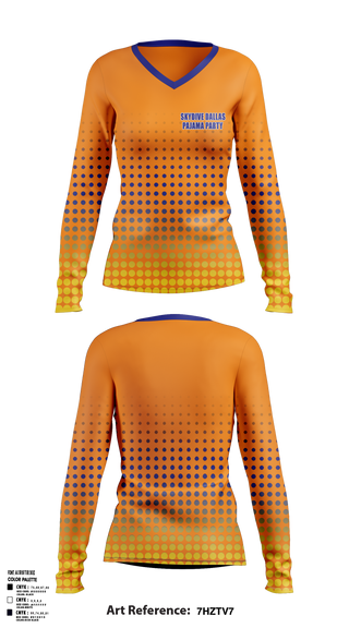 Womens Long Sleeve Vneck Shirt, Skydive Dallas Pajama Party, Water Polo, Teamtime, Team time, sublimation, custom sports apparel, team uniforms, spirit wear, spiritwear, sports uniforms, custom shirts, team store, custom team store, fundraiser sports, apparel fundraiser