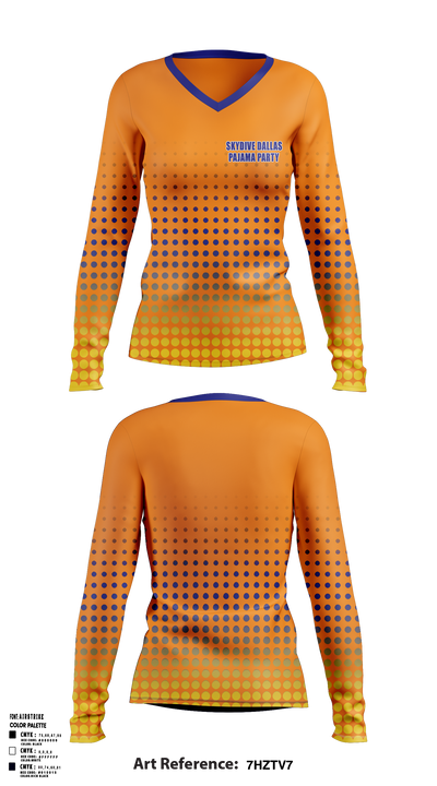 Skydive Dallas Pajama Party 6705089 Women's Long Sleeve V-neck Shirt - 6