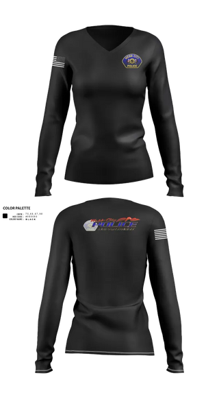 Womens Long Sleeve Vneck Shirt, Webb City Police Department, Police, Teamtime, Team time, sublimation, custom sports apparel, team uniforms, spirit wear, spiritwear, sports uniforms, custom shirts, team store, custom team store, fundraiser sports, apparel fundraiser