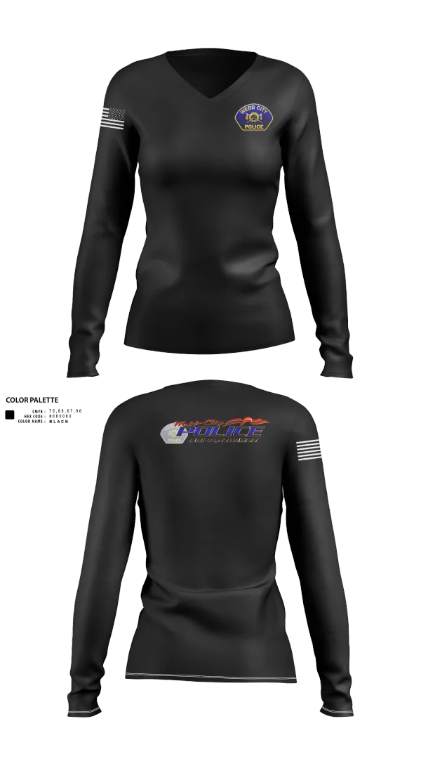 Womens Long Sleeve Vneck Shirt, Webb City Police Department, Police, Teamtime, Team time, sublimation, custom sports apparel, team uniforms, spirit wear, spiritwear, sports uniforms, custom shirts, team store, custom team store, fundraiser sports, apparel fundraiser