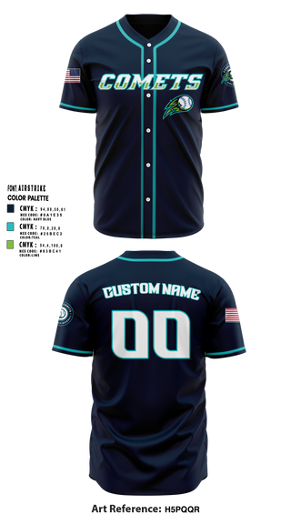 Carolina Comets 9253748 Full Button Baseball Jersey - 5