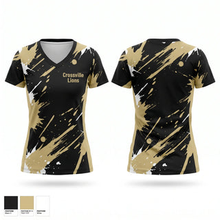 Womens Short Sleeve Vneck Shirt, Crossville Lions, Baseball, Teamtime, Team time, sublimation, custom sports apparel, team uniforms, spirit wear, spiritwear, sports uniforms, custom shirts, team store, custom team store, fundraiser sports, apparel fundraiser