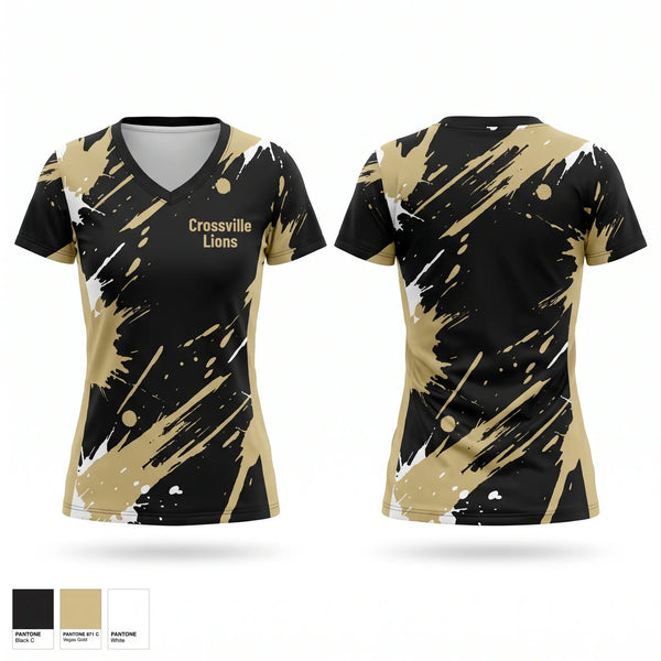 Womens Short Sleeve Vneck Shirt, Crossville Lions, Baseball, Teamtime, Team time, sublimation, custom sports apparel, team uniforms, spirit wear, spiritwear, sports uniforms, custom shirts, team store, custom team store, fundraiser sports, apparel fundraiser