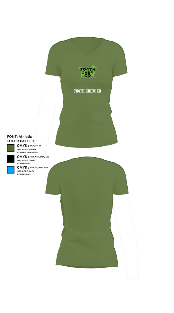 Womens Short Sleeve Vneck Shirt, 704th Chem Co, , Teamtime, Team time, sublimation, custom sports apparel, team uniforms, spirit wear, spiritwear, sports uniforms, custom shirts, team store, custom team store, fundraiser sports, apparel fundraiser
