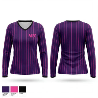 Womens Long Sleeve Vneck Shirt, F.A.F.O, Baseball, Teamtime, Team time, sublimation, custom sports apparel, team uniforms, spirit wear, spiritwear, sports uniforms, custom shirts, team store, custom team store, fundraiser sports, apparel fundraiser