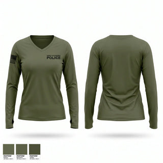 Womens Long Sleeve Vneck Shirt, Fairmont Police Department, Police, Teamtime, Team time, sublimation, custom sports apparel, team uniforms, spirit wear, spiritwear, sports uniforms, custom shirts, team store, custom team store, fundraiser sports, apparel fundraiser