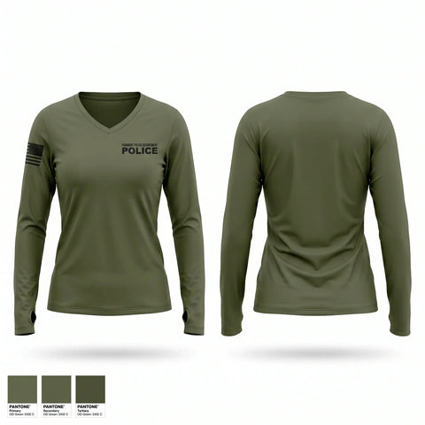 Womens Long Sleeve Vneck Shirt, Fairmont Police Department, Police, Teamtime, Team time, sublimation, custom sports apparel, team uniforms, spirit wear, spiritwear, sports uniforms, custom shirts, team store, custom team store, fundraiser sports, apparel fundraiser