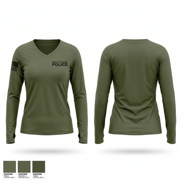 Womens Long Sleeve Vneck Shirt, Fairmont Police Department, Police, Teamtime, Team time, sublimation, custom sports apparel, team uniforms, spirit wear, spiritwear, sports uniforms, custom shirts, team store, custom team store, fundraiser sports, apparel fundraiser