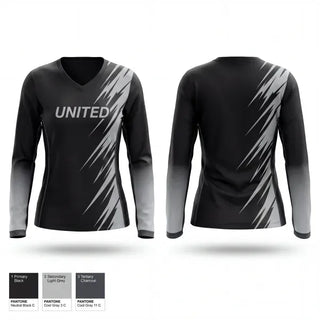 Womens Long Sleeve Vneck Shirt, UNITED, Men's Basketball, Teamtime, Team time, sublimation, custom sports apparel, team uniforms, spirit wear, spiritwear, sports uniforms, custom shirts, team store, custom team store, fundraiser sports, apparel fundraiser