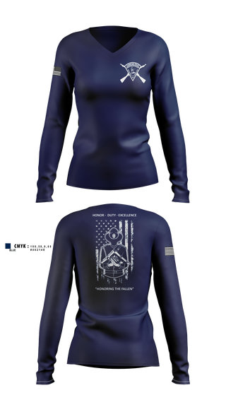 Womens Long Sleeve Vneck Shirt, Lexington Police Honor Guard, Police, Teamtime, Team time, sublimation, custom sports apparel, team uniforms, spirit wear, spiritwear, sports uniforms, custom shirts, team store, custom team store, fundraiser sports, apparel fundraiser