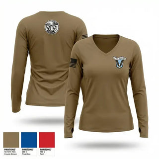 Womens Long Sleeve Vneck Shirt, Easy Troop, 2/11 ACR, Army, Teamtime, Team time, sublimation, custom sports apparel, team uniforms, spirit wear, spiritwear, sports uniforms, custom shirts, team store, custom team store, fundraiser sports, apparel fundraiser