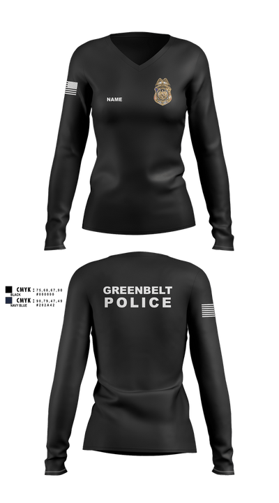 Greenbelt Police Department 4666153 Women's Long Sleeve V-neck Shirt - 2