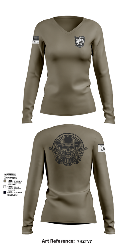 Womens Long Sleeve Vneck Shirt, Desperados, , Teamtime, Team time, sublimation, custom sports apparel, team uniforms, spirit wear, spiritwear, sports uniforms, custom shirts, team store, custom team store, fundraiser sports, apparel fundraiser