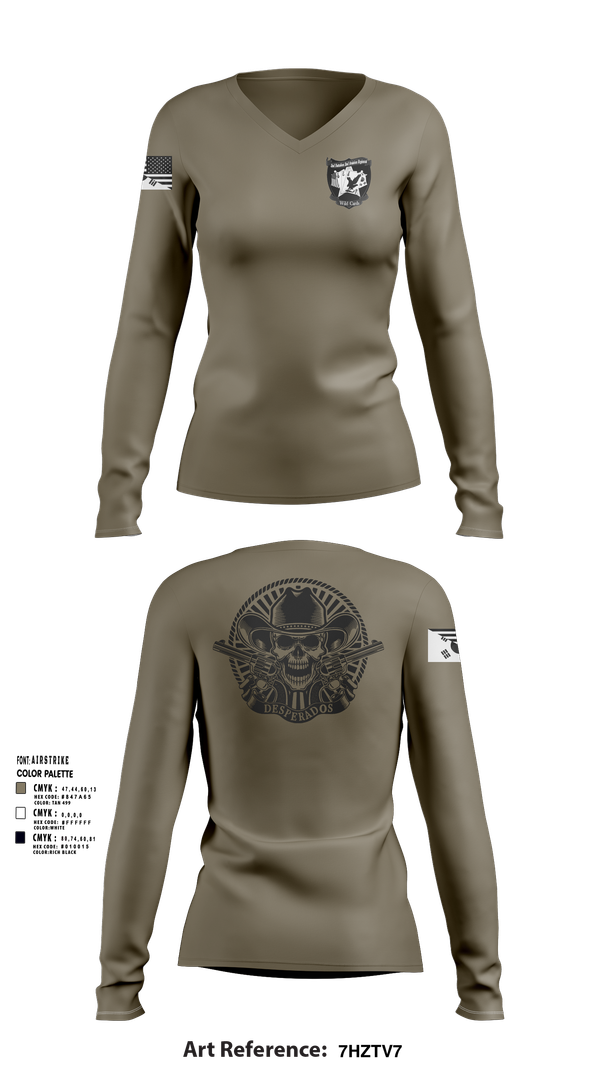 Womens Long Sleeve Vneck Shirt, Desperados, , Teamtime, Team time, sublimation, custom sports apparel, team uniforms, spirit wear, spiritwear, sports uniforms, custom shirts, team store, custom team store, fundraiser sports, apparel fundraiser