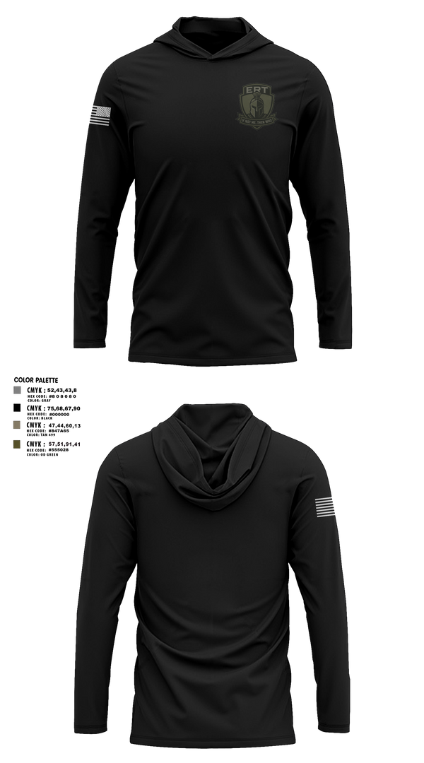 Long Sleeve Performance Shirt with hood, Sheboygan PD ERT, Police, Teamtime, Team time, sublimation, custom sports apparel, team uniforms, spirit wear, spiritwear, sports uniforms, custom shirts, team store, custom team store, fundraiser sports, apparel fundraiser