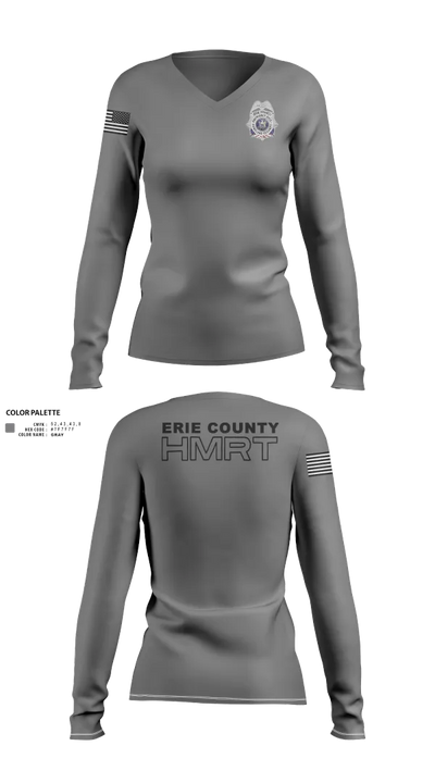 Erie County HMRT 65867746 Women's Long Sleeve V-neck Shirt - 21