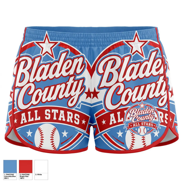 Womens Shorts, Bladen County All Stars, Softball, Teamtime, Team time, sublimation, custom sports apparel, team uniforms, spirit wear, spiritwear, sports uniforms, custom shirts, team store, custom team store, fundraiser sports, apparel fundraiser