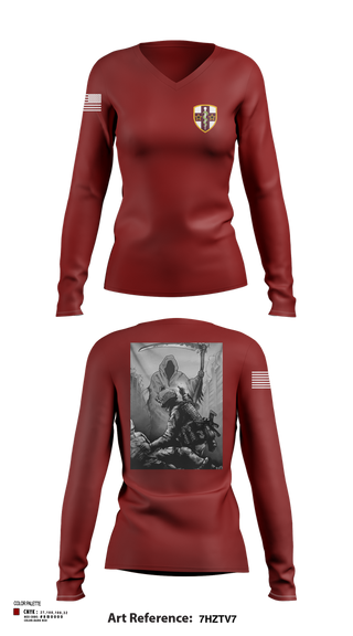 Womens Long Sleeve Vneck Shirt, 7455th MORU, , Teamtime, Team time, sublimation, custom sports apparel, team uniforms, spirit wear, spiritwear, sports uniforms, custom shirts, team store, custom team store, fundraiser sports, apparel fundraiser