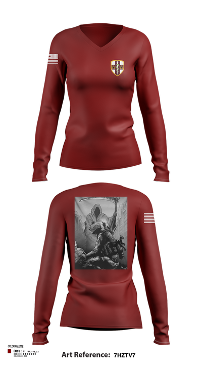 7455th MORU 95873552 Women's Long Sleeve V-neck Shirt - 103