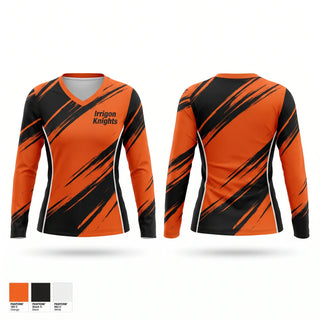 Womens Long Sleeve Vneck Shirt, Irrigon Knights, Wrestling, Teamtime, Team time, sublimation, custom sports apparel, team uniforms, spirit wear, spiritwear, sports uniforms, custom shirts, team store, custom team store, fundraiser sports, apparel fundraiser