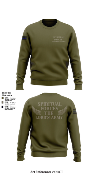 Crew Neck Sweatshirt, Spiritual Forces The Lords Army, Army, Teamtime, Team time, sublimation, custom sports apparel, team uniforms, spirit wear, spiritwear, sports uniforms, custom shirts, team store, custom team store, fundraiser sports, apparel fundraiser