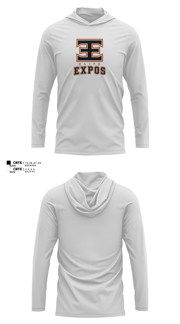 Long Sleeve Hooded Sun Shirt, Elite Expos, Baseball, Teamtime, Team time, sublimation, custom sports apparel, team uniforms, spirit wear, spiritwear, sports uniforms, custom shirts, team store, custom team store, fundraiser sports, apparel fundraiser
