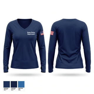 Womens Long Sleeve Vneck Shirt, Onley Police Department, Police, Teamtime, Team time, sublimation, custom sports apparel, team uniforms, spirit wear, spiritwear, sports uniforms, custom shirts, team store, custom team store, fundraiser sports, apparel fundraiser